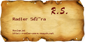 Radler Sára névjegykártya